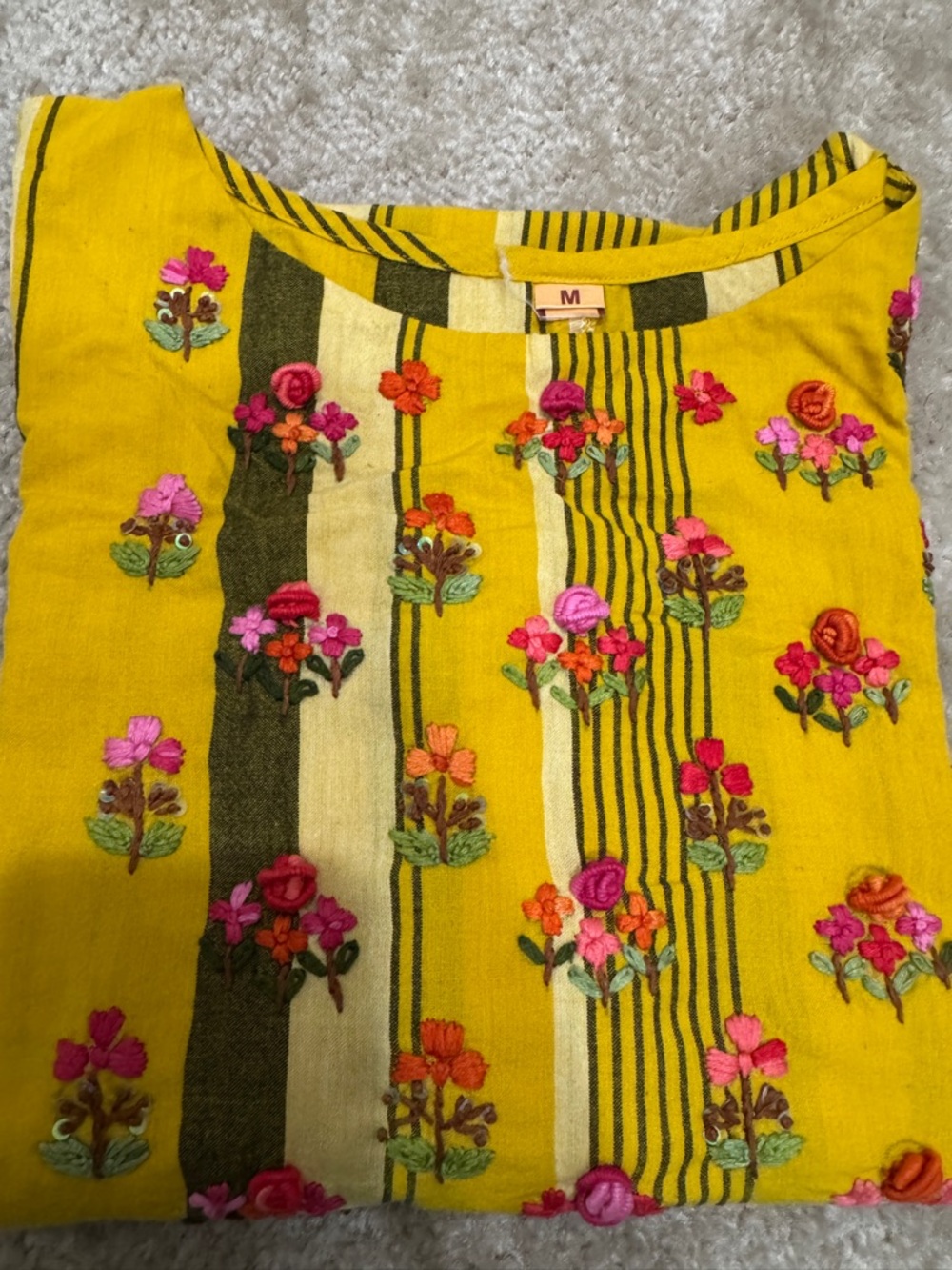 Embroidered Yellow Floral Tunic